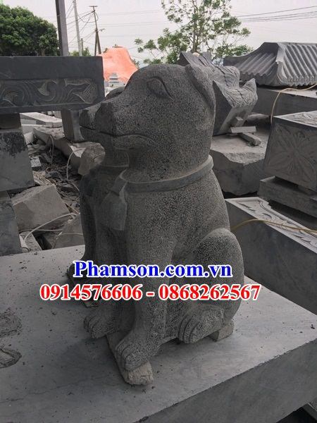 Mẫu tượng chó đá Việt Nam canh cổng trấn yểm theo phong thủy bằng đá tự nhiên cao cấp đẹp