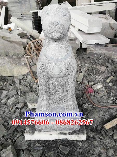 Mẫu tượng chó phong thủy canh cổng trấn yểm bằng đá tự nhiên nguyên khối