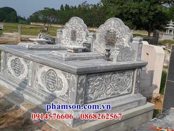 Thiết kế lăng mộ đôi khu nghĩa trang gia đình dòng họ bằng đá chạm khắc hoa văn tinh xảo