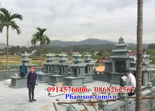 Thiết kế mộ ba mái bằng đá xanh rêu phong thủy bán tại Tiền Giang