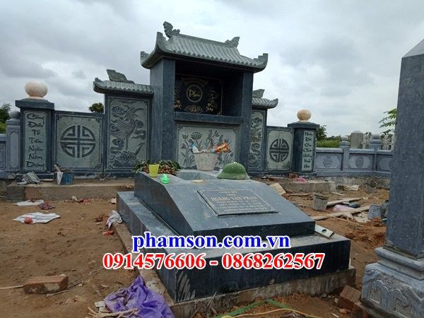 Thiết kế mộ bằng đá xanh rêu phong thủy nguyên khối cao cấp bán tại Tiền Giang