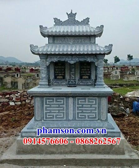 01 Mộ đôi ba má bố mẹ ông bà đẹp xây bằng đá liền khối cao cấp bán Bình Định