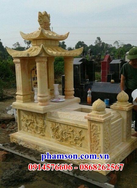06 Mẫu mộ hai mái bằng đá vàng đẹp nhất bán tại Hà Nội