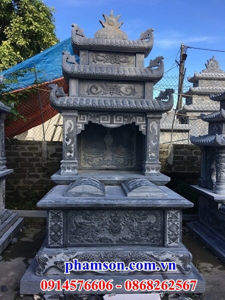 09 Mộ đôi cất giữ đựng hũ lọ tro cốt bằng đá nguyên khối đẹp bán tại Lâm Đồng