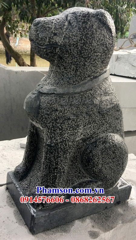 112 Mẫu chó phong thủy trấn yểm đặt cổng đình chùa nhà thờ bằng đá khối tự nhiên