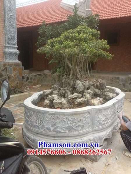 113 Hình ảnh chậu bể cảnh trồng cây Bonsai bằng đá chạm khắc hoa văn tinh xảo đẹp