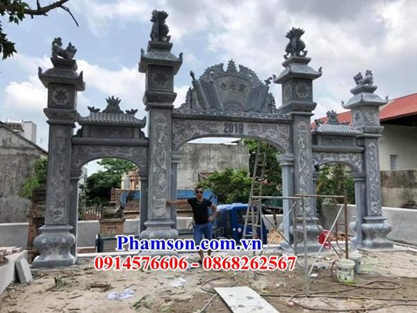 20 Kích thước cổng đá xanh nguyên khối tam quan tứ trụ đẹp tại Thái Nguyên