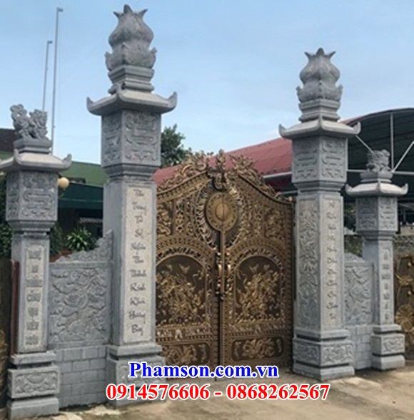 24 Thiết kế cổng đá xanh tự nhiên tam quan tứ trụ đẹp bán tại Hà Giang