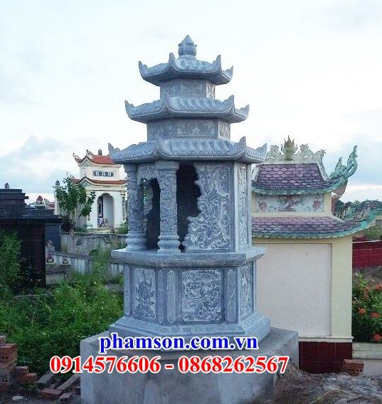 24 mộ đá xanh nguyên khối đựng để hũ hộp lọ tro hài cốt ba mái đẹp đắk nông