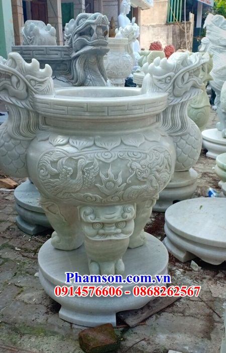 27 Lư đỉnh hương đèn đá trắng hiện đại lăng mộ mồ mả gia đình dòng họ đẹp bán Quảng Ninh