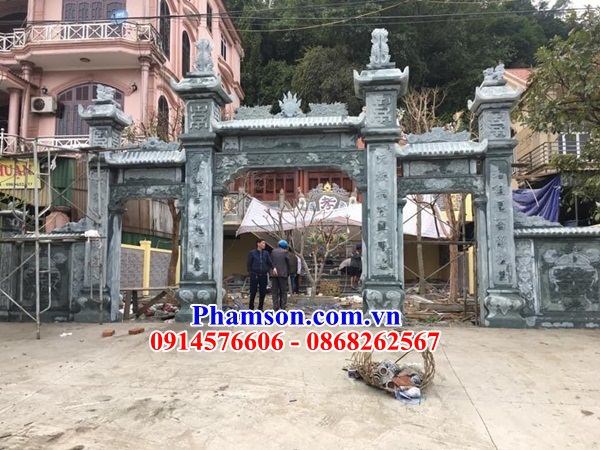 28 Cổng tam quan tứ trụ từ đường nhà thờ họ đá liền khối giá rẻ đẹp bán tại Thanh Hóa