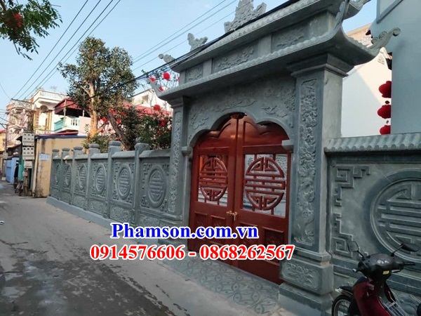 28 Cổng tam quan tứ trụ từ đường nhà thờ họ đá ninh bình tự nhiên đẹp bán tại Thanh Hóa