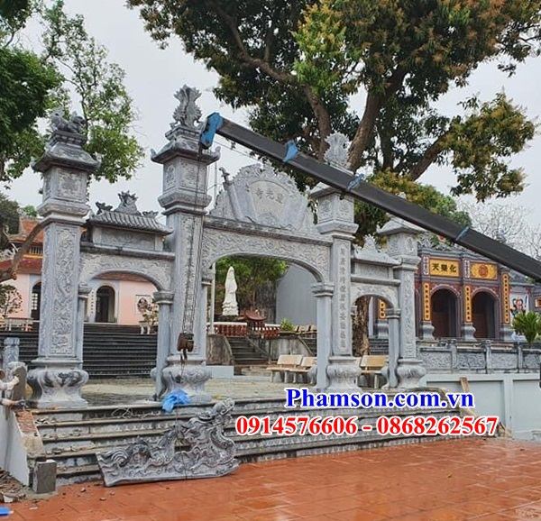 28 Cổng tam quan tứ trụ từ đường nhà thờ họ đá thanh hóa hiện đại đẹp bán tại Thanh Hóa