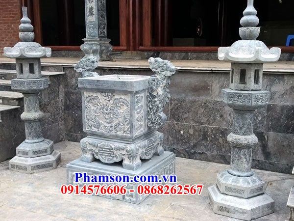 28 lư đỉnh hương lăng mộ nghĩa trang đá xanh hình chữ nhật đẹp bán tại Thái Bình
