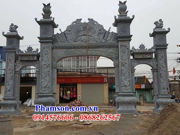 30 Cổng tam quan tứ trụ đá ninh bình nguyên khối miếu đền chùa miêu đẹp bán tại Hà Tĩnh