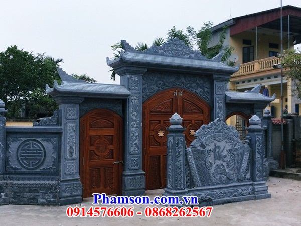 30 Cổng tam quan tứ trụ đá thanh hóa hiện đại miếu đền chùa miêu đẹp bán tại Hà Tĩnh