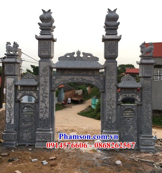 30 Cổng tam quan tứ trụ đá xanh tự nhiên miếu đền chùa miêu đẹp bán tại Hà Tĩnh
