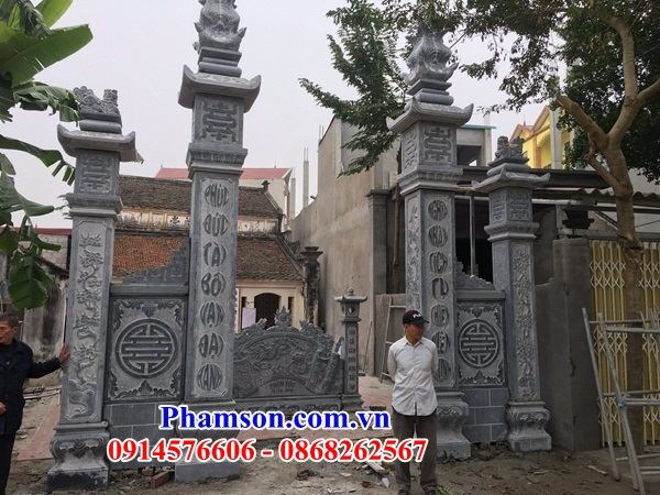 31 cổng nhà thờ từ đường xây bằng đá chạm khắc tinh xảo đẹp bán tại Quảng Bình