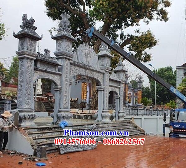 34 Kích thước cổng đá thanh hóa hiện đại tam quan tứ trụ nhà thờ họ từ đường đẹp bán tại Đà Nẵng