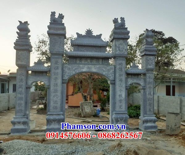 43 Thiết kế cổng đá nhà thờ từ đường tổ tiên tam quan tứ trụ đẹp bán tại Gia Lai