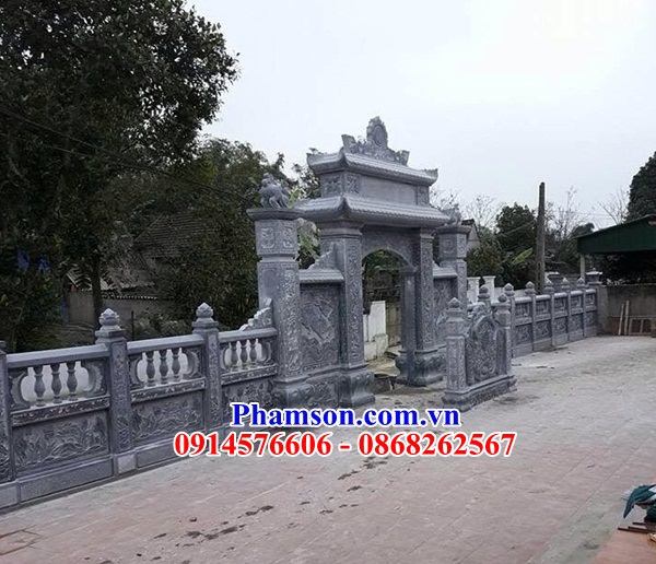 43 Thiết kế cổng đá xanh tự nhiên nhà thờ từ đường tổ tiên tam quan tứ trụ đẹp bán tại Gia Lai