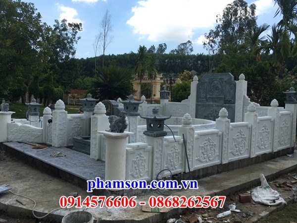 43 tường rào lan can đá trắng liền khối lăng mộ đẹp bán Hà Nội