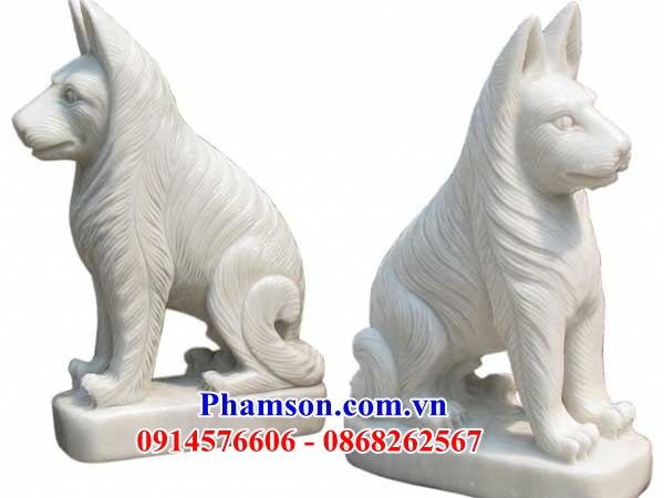 51 Mẫu tượng chó phong thủy canh cổng bằng đá trắng thiết kế hiện đại đẹp