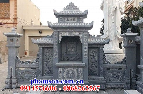 59 Lăng thờ đá xanh tự nhiên nguyên liền khối thờ chung nghĩa trang khu lăng mộ đẹp bán tại Cao Bằng