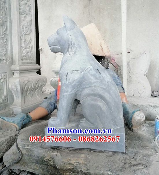 66 Mẫu tượng chó phong thủy canh cổng bằng đá xanh Ninh Bình đẹp