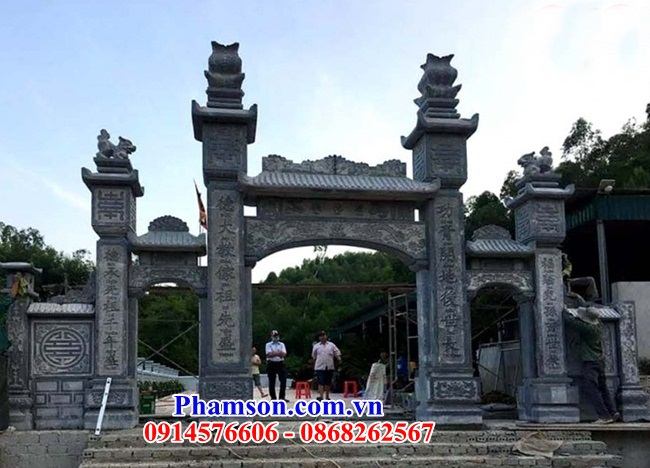 Giá bán 21 cổng đá thanh hóa liền khối đẹp tam quan tứ trụ tại Tuyên Quang