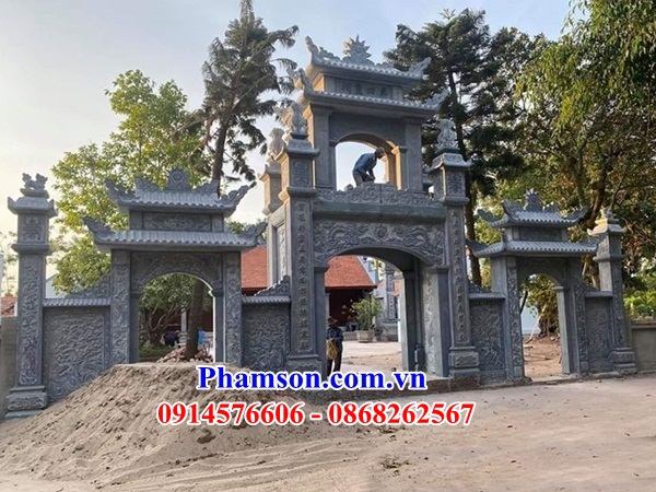 Giá bán 35 cổng đá xanh tự nhiên tam quan tứ trụ nhà thờ họ tự đường đẹp tại Quảng Nam