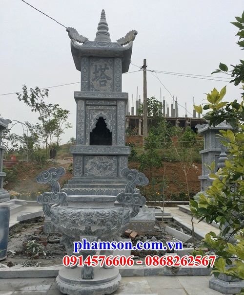 Mẫu mộ tháp sư bằng đá xanh đẹp tại Điện Biên - 6