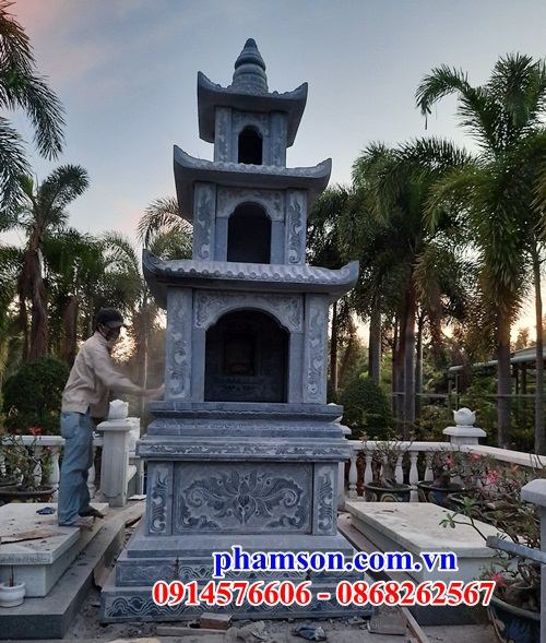Mẫu mộ tháp sư bằng đá xanh đẹp tại Điện Biên - 8