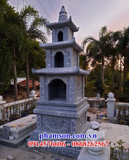Mẫu mộ tháp sư bằng đá xanh đẹp tại Điện Biên - 10