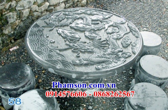 Hình ảnh bàn ghế sân vườn ngồi hóng mát bằng đá điêu khắc rồng đẹp