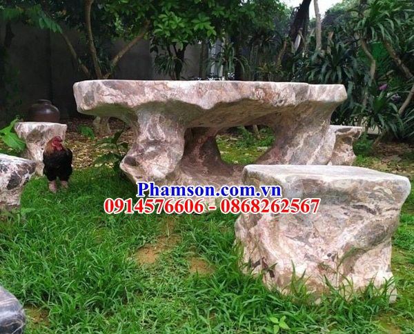 Hình ảnh bàn ghế sân vườn ngồi hóng mát bằng đá nhập khẩu nguyên khối đẹp