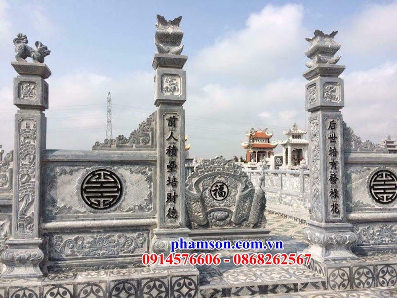 Khu lăng mộ nghĩa trang gia đình bằng đá mỹ nghệ Ninh Bình trạm khắc hoa văn sắc xảo đẹp
