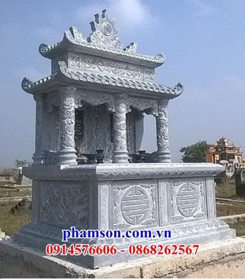 Kích thước 04 mộ mồ mả đá xanh tự nhiên đôi bố mẹ ba má đẹp nhất bán tại Ninh Thuận