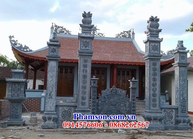 Kích thước cổng đá ninh bình nguyên khối tam quan tứ trụ từ đường nhà thờ họ đẹp bán Ninh Thuận