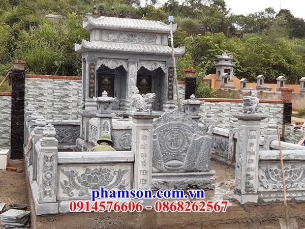 Làm 02 mộ mồ mả đôi ông bà bố mẹ ba má bằng đá thanh hóa liền khối đẹp bán tại Phú Yên