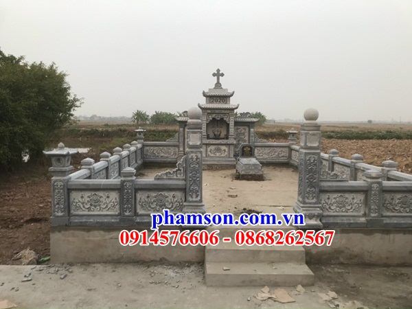 Làm 02 mộ mồ mả nghĩa trang khu lăng công giáo đạo thiên chúa bằng đá thanh hóa tự nhiên đẹp bán Nam Định