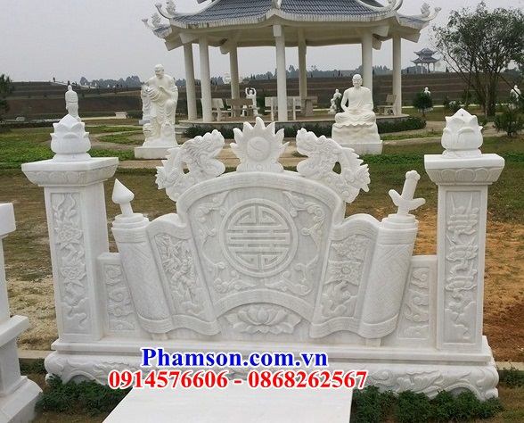 Làm 12 mẫu cuốn thư đá trắng hiện đại nhà thờ từ đường khu lăng nghĩa trang đẹp nhất Tuyên Quang