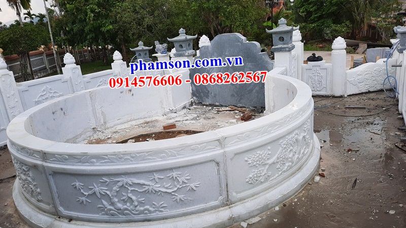Mộ tròn hình tròn bằng đá trắng tự nhiên nguyên khối đẹp bán tại TP Hồ Chí Minh