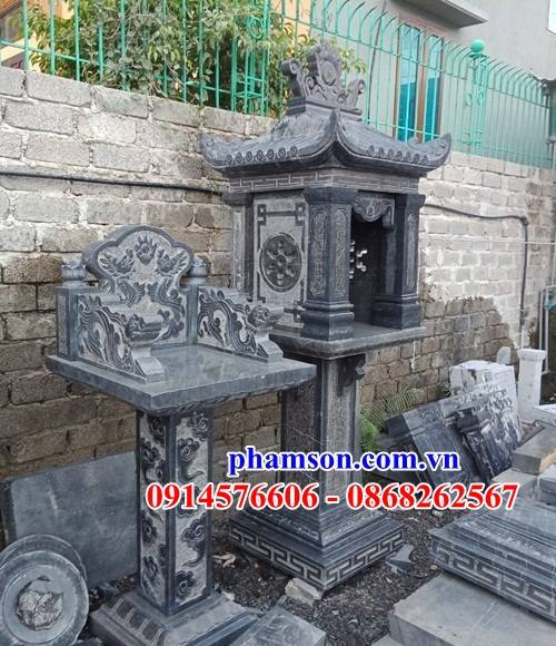 Thiết kế bàn đá xanh tự nhiên nguyên khối thờ sơn thần linh thổ địa ngoài trời đẹp bán tại Quảng Bình