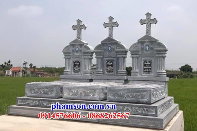 Xây 06 mộ liền nguyên khối đạo thiên chúa bằng đá đẹp bán tại Phú Thọ
