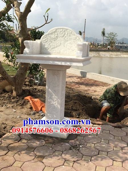 Xây 19 cây hương bằng đá trắng nguyên khối thờ sơn thần linh thổ địa đẹp bán tại Điện Biên