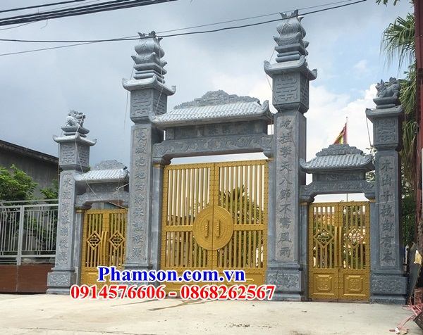 Xây 37 cổng đá ninh bình nguyên khối từ đường nhà thờ họ tam quan tứ trụ đẹp bán Bình Định