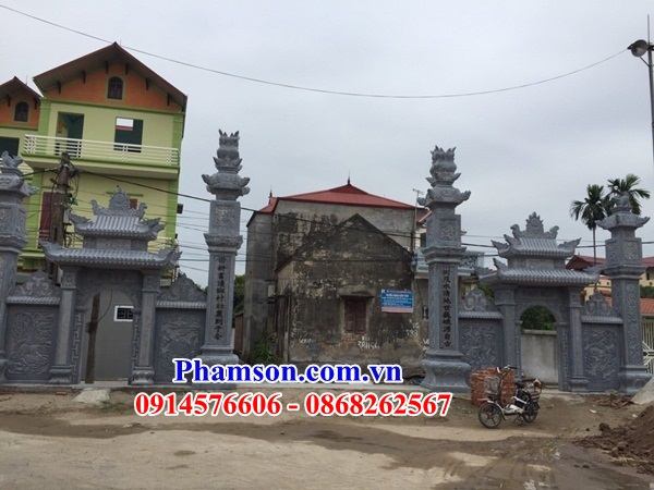 Xây 37 cổng đá xanh tự nhiên từ đường nhà thờ họ tam quan tứ trụ đẹp bán Bình Định