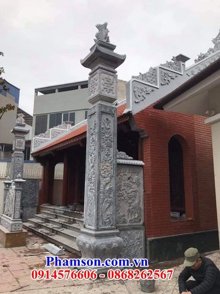 14 hình ảnh cột đá đồng trụ nhà thờ họ bằng đá mỹ nghệ Ninh Bình đẹp tại phú thọ