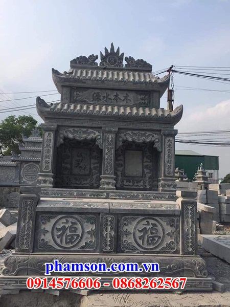 31 mộ đôi hai mái đẹp xây bằng đá xanh ninh bình tại yên bái